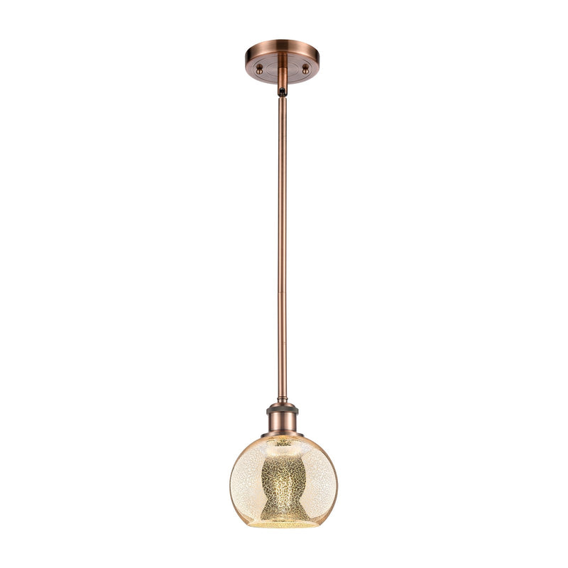 Innovations Athens 6in 1-Light Mini Pendant | Industrial Antique Copper and Mercury Glass | Kitchen Island & Dining Room | Model 516-1S-AC-G128-6
