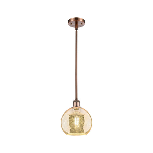 Innovations Athens 8in 1-Light Mini Pendant | Industrial Antique Copper and Mercury Glass | Kitchen Island & Dining Room | Model 516-1S-AC-G128-8