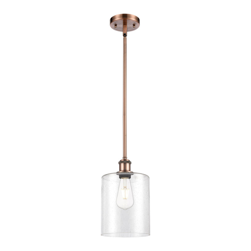 Innovations Paladin 7in 1-Light Mini Pendant | Farmhouse Antique Copper and Seedy Glass | Kitchen Island & Dining Room | Model 516-1S-AC-G4424-7