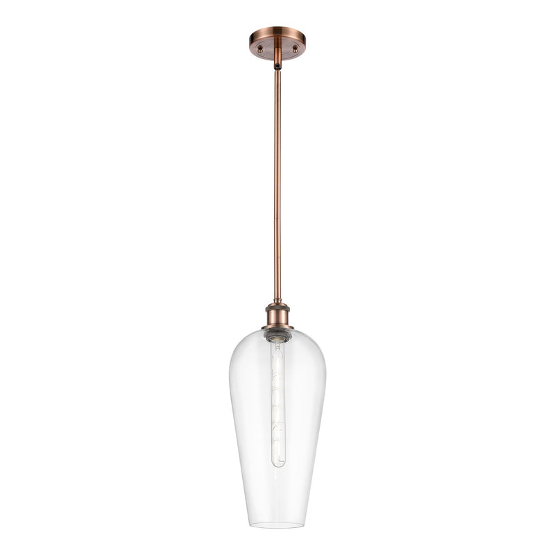 Innovations Chelsea 8in 1-Light Mini Pendant | Industrial Antique Copper and Clear Glass | Kitchen Island & Dining Room | Model 516-1S-AC-G456-8CL