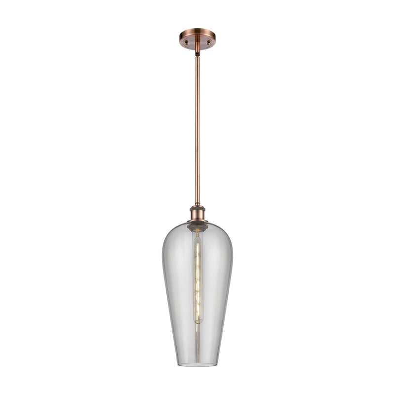 Innovations Chelsea 8in 1-Light Mini Pendant | Industrial Antique Copper and Light Smoke Glass | Kitchen Island & Dining | Model 516-1S-AC-G456-8SM