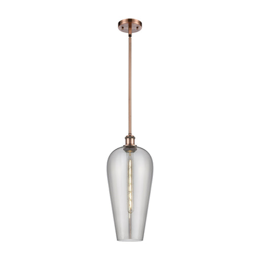 Innovations Chelsea 8in 1-Light Mini Pendant | Industrial Antique Copper and Light Smoke Glass | Kitchen Island & Dining | Model 516-1S-AC-G456-8SM