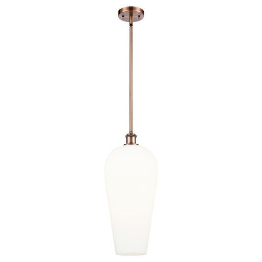 Innovations Chelsea 8in 1-Light Mini Pendant | Industrial Antique Copper and White Glass | Kitchen Island & Dining Room | Model 516-1S-AC-G456-8WH