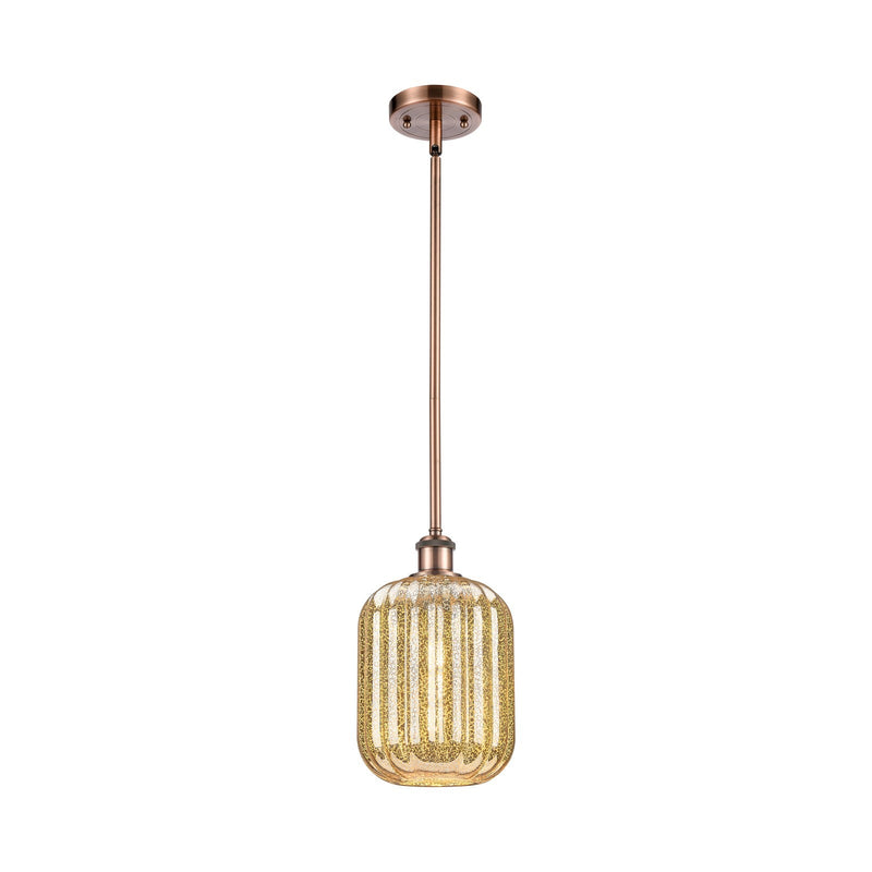 Innovations Preston Cylinder 7in 1-Light Mini Pendant | Industrial Antique Copper and Mercury Glass | Kitchen Island | Model 516-1S-AC-G460-7ME