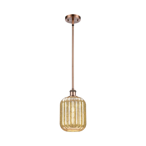 Innovations Preston Cylinder 7in 1-Light Mini Pendant | Industrial Antique Copper and Mercury Glass | Kitchen Island | Model 516-1S-AC-G460-7ME