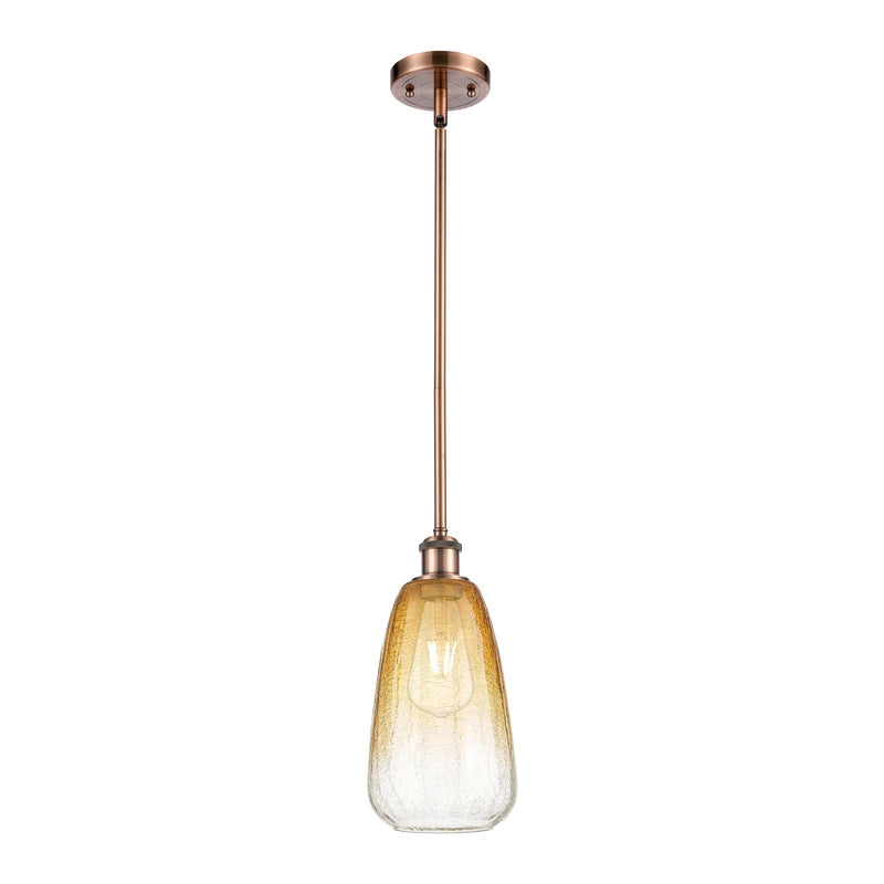 Innovations Brookhaven Almond 6in 1-Light Mini Pendant | Industrial Antique Copper and Amber Glass | Kitchen Island | Model 516-1S-AC-G480-6AM