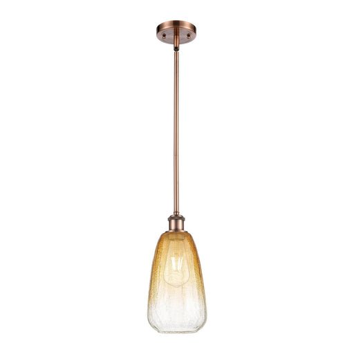 Innovations Brookhaven Almond 6in 1-Light Mini Pendant | Industrial Antique Copper and Amber Glass | Kitchen Island | Model 516-1S-AC-G480-6AM