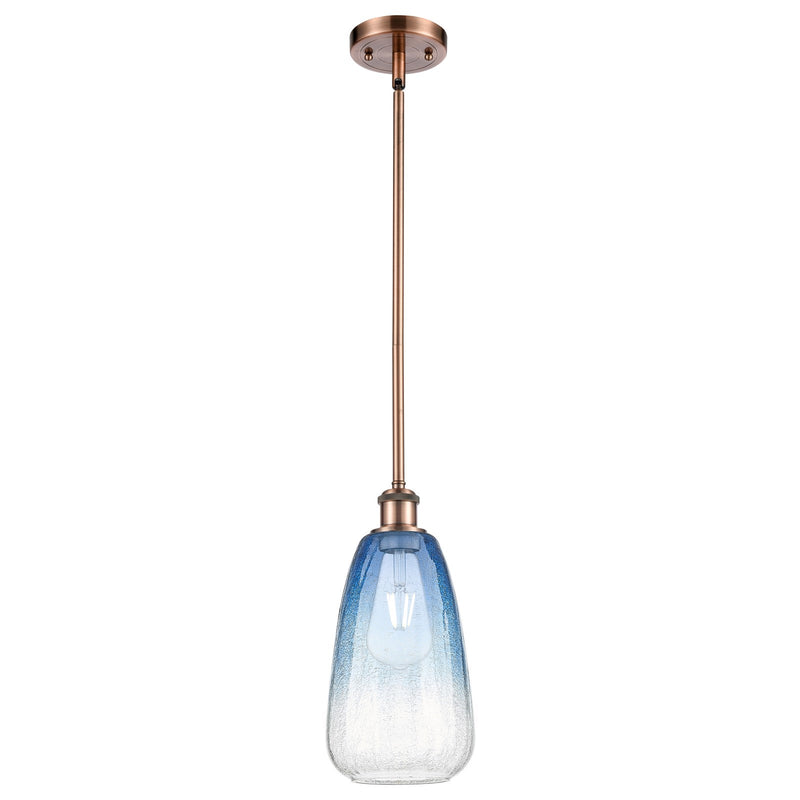 Innovations Brookhaven Almond 6in 1-Light Mini Pendant | Industrial Antique Copper and Sapphire Blue Glass | Kitchen | Model 516-1S-AC-G480-6SB