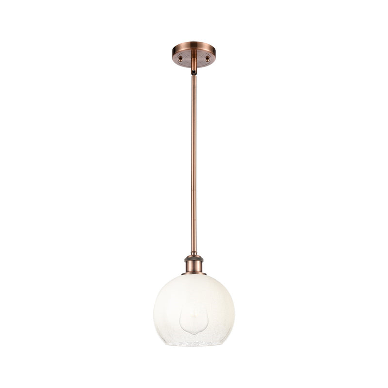 Innovations Brookhaven Globe 7.8in 1-Light Mini Pendant | Industrial Antique Copper and Opal Glass | Kitchen Island | Model 516-1S-AC-G483-8OP