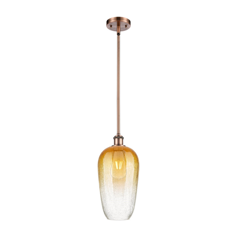 Innovations Brookhaven Flute 7in 1-Light Mini Pendant | Industrial Antique Copper and Amber Glass | Kitchen Island | Model 516-1S-AC-G484-7AM