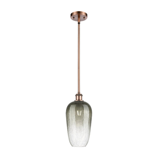 Innovations Brookhaven Flute 7in 1-Light Mini Pendant | Industrial Antique Copper and Slate Glass | Kitchen Island | Model 516-1S-AC-G484-7SL