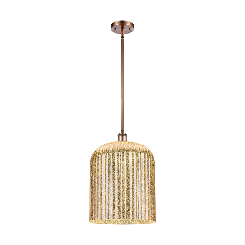 Innovations Bridal Veil 5in 1-Light Mini Pendant | Art Nouveau Antique Copper and Mercury Glass | Kitchen Island & Dining | Model 516-1S-AC-G559-12ME