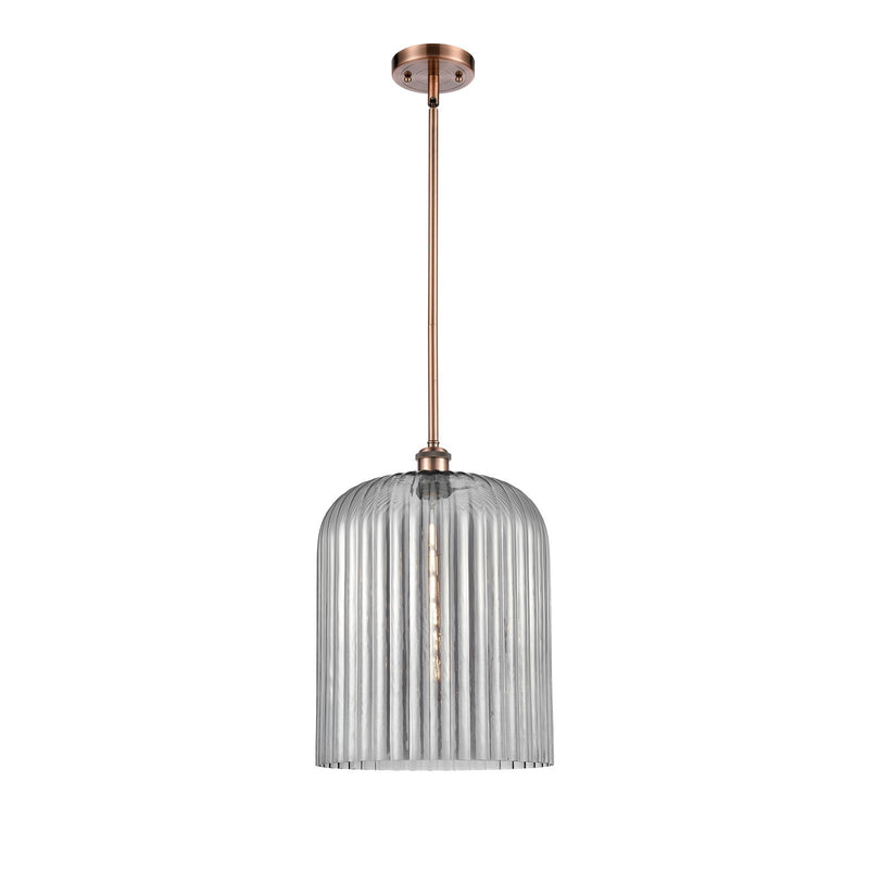 Innovations Bridal Veil 5in 1-Light Mini Pendant | Art Nouveau Antique Copper and Light Smoke Glass | Kitchen Island | Model 516-1S-AC-G559-12SM
