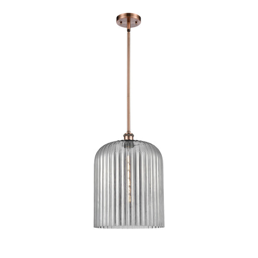 Innovations Bridal Veil 5in 1-Light Mini Pendant | Art Nouveau Antique Copper and Light Smoke Glass | Kitchen Island | Model 516-1S-AC-G559-12SM