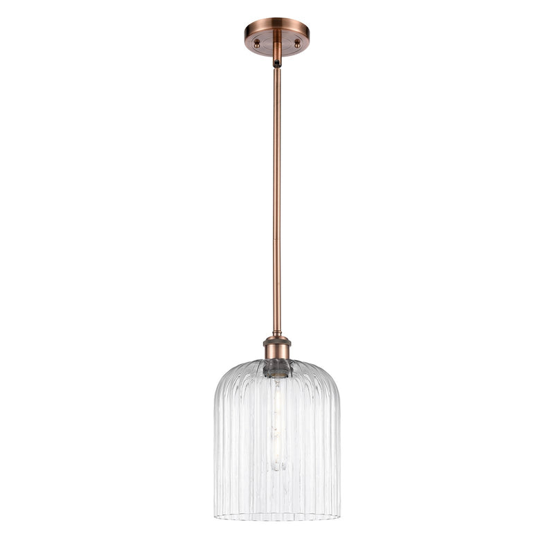 Innovations Bridal Veil 5in 1-Light Mini Pendant | Art Nouveau Antique Copper and Clear Glass | Kitchen Island & Dining | Model 516-1S-AC-G559-8CL