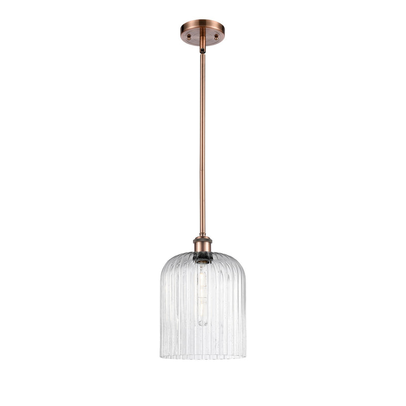 Innovations Bridal Veil 5in 1-Light Mini Pendant | Art Nouveau Antique Copper and Seedy Glass | Kitchen Island & Dining | Model 516-1S-AC-G559-8SDY