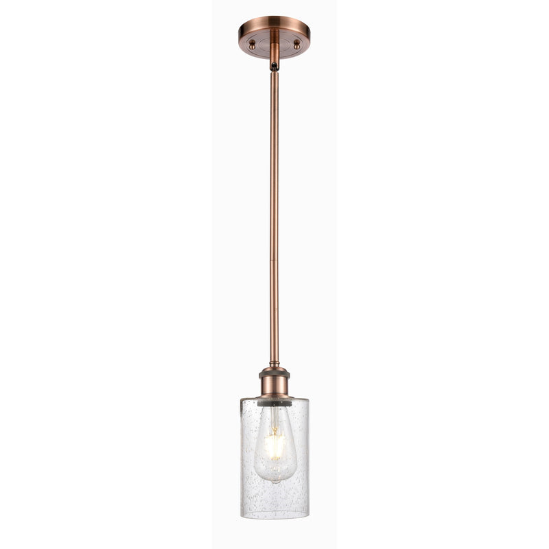 Innovations Clymer 4in 1-Light Mini Pendant | Art Nouveau Antique Copper and Seedy Glass | Kitchen Island & Dining Room | Model 516-1S-AC-G804