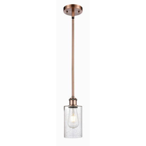Innovations Clymer 4in 1-Light Mini Pendant | Art Nouveau Antique Copper and Seedy Glass | Kitchen Island & Dining Room | Model 516-1S-AC-G804