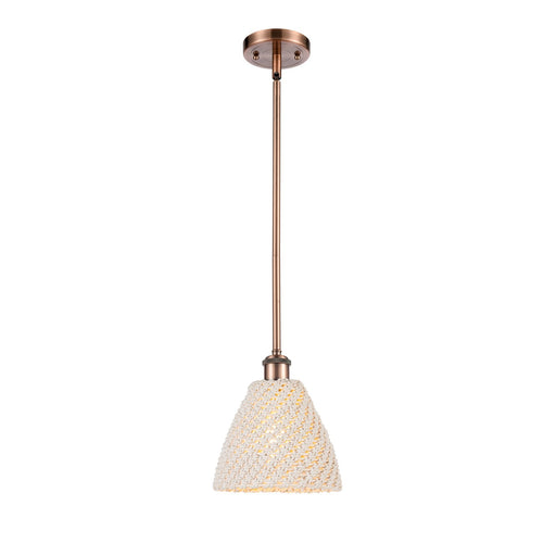 Innovations Bristol Natural 7.5in 1-Light Mini Pendant | Farmhouse Antique Copper and Natural Fiber Dome Shade | Kitchen | Model 516-1S-AC-NBD-75-NAT