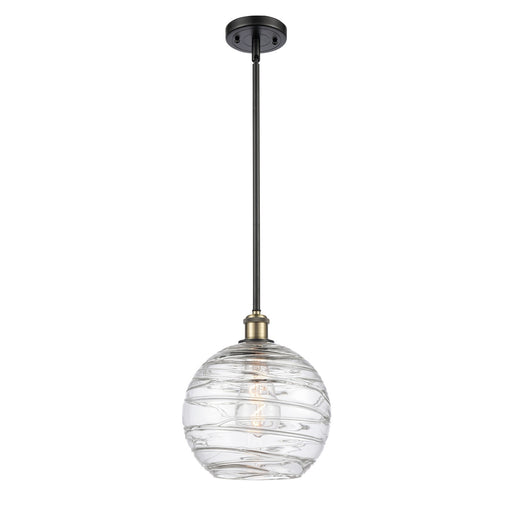 Innovations Athens Deco Swirl 10in 1-Light Mini Pendant | Industrial Black Antique Brass and Clear Deco Swirl Glass | Model 516-1S-BAB-G1213-10CL