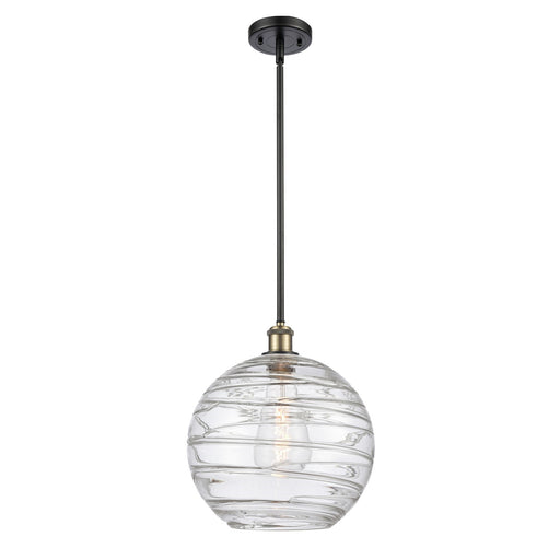 Innovations Athens Deco Swirl 12in 1-Light Mini Pendant | Industrial Black Antique Brass and Clear Glass | Kitchen | Model 516-1S-BAB-G1213-12CL