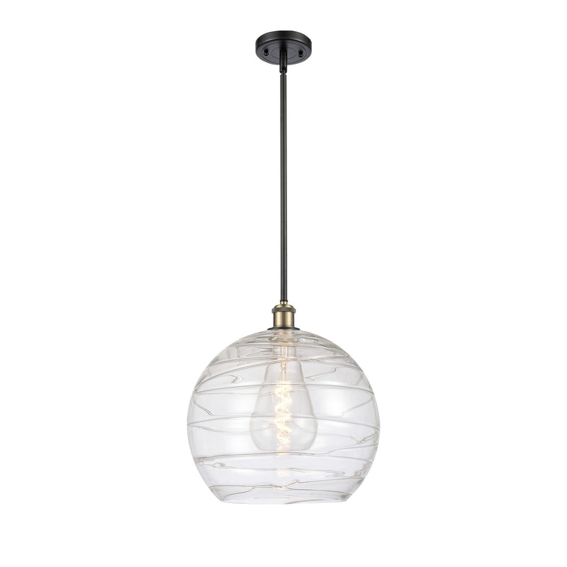 Innovations Athens Deco Swirl 14in 1-Light Mini Pendant | Industrial Black Antique Brass and Clear Glass | Kitchen | Model 516-1S-BAB-G1213-14CL