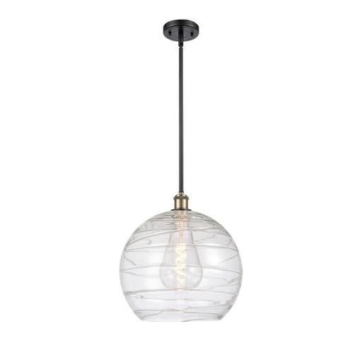 Innovations Athens Deco Swirl 14in 1-Light Mini Pendant | Industrial Black Antique Brass and Clear Glass | Kitchen | Model 516-1S-BAB-G1213-14CL