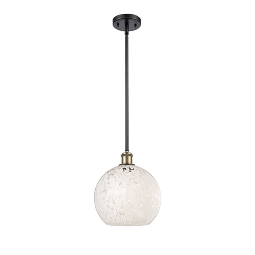 Innovations 10in 1-Light Mini Pendant | Art Nouveau Black Antique Brass and White Mouchette Glass | Kitchen Island | Model 516-1S-BAB-G1216-10WM