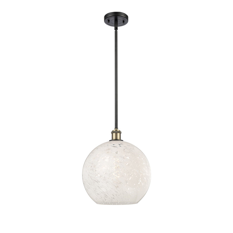Innovations Ballston 12in 1-Light Mini Pendant | Art Nouveau Black Antique Brass and White Mouchette Glass | Kitchen | Model 516-1S-BAB-G1216-12WM