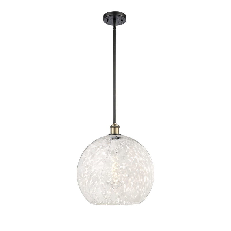 Innovations Ballston 13.75in 1-Light Pendant | Art Nouveau Black Antique Brass and White Mouchette Glass | Kitchen | Model 516-1S-BAB-G1216-14WM