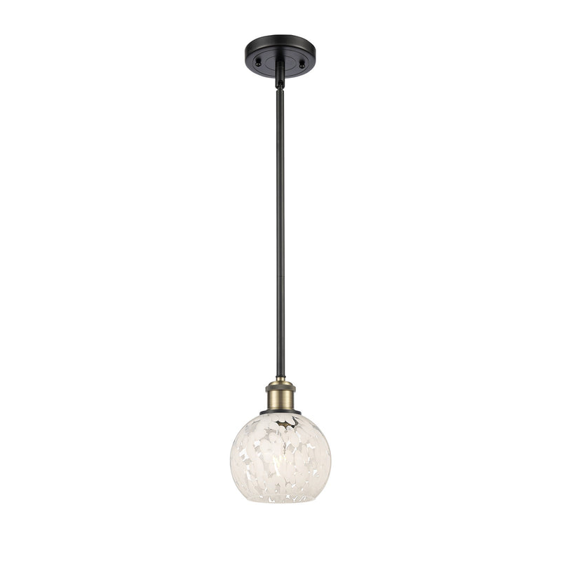 Innovations Ballston 6in 1-Light Mini Pendant | Art Nouveau Black Antique Brass and White Mouchette Glass | Kitchen | Model 516-1S-BAB-G1216-6WM