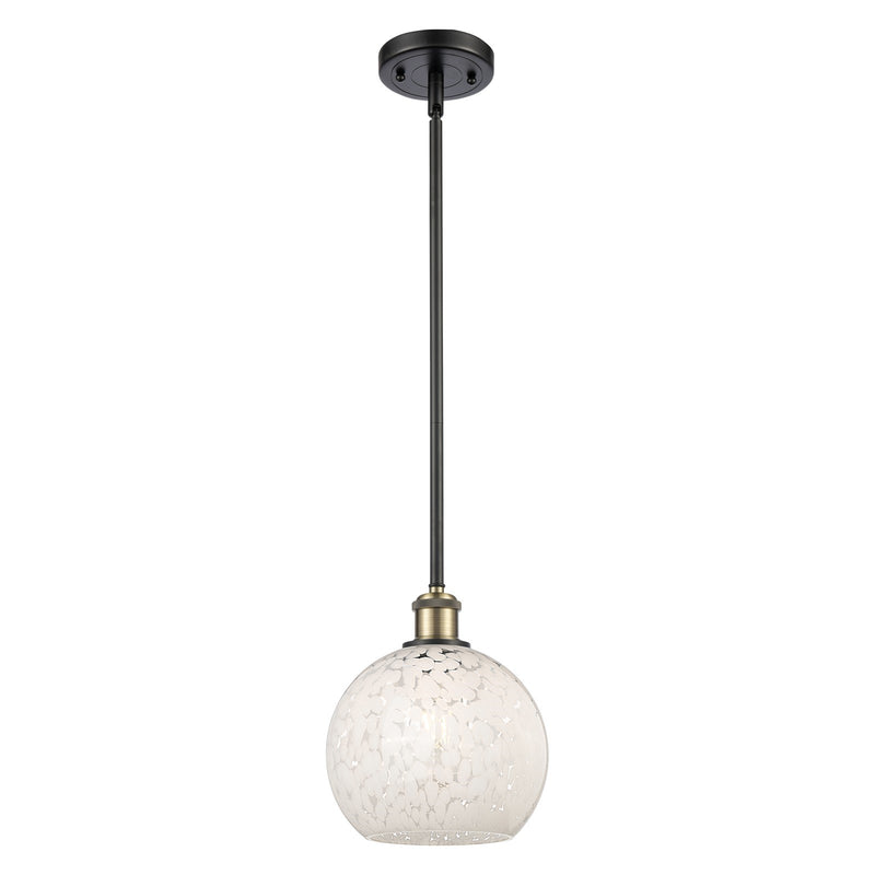 Innovations Ballston 8in 1-Light Mini Pendant | Art Nouveau Black Antique Brass and White Mouchette Glass | Kitchen | Model 516-1S-BAB-G1216-8WM