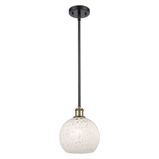 Innovations Ballston 8in 1-Light Mini Pendant | Art Nouveau Black Antique Brass and White Mouchette Glass | Kitchen | Model 516-1S-BAB-G1216-8WM