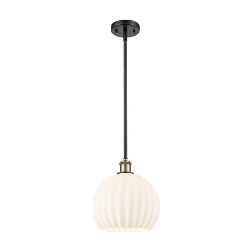 Innovations Ballston 10in 1-Light Mini Pendant | Art Nouveau Black Antique Brass and White Venetian Glass | Kitchen | Model 516-1S-BAB-G1217-10WV