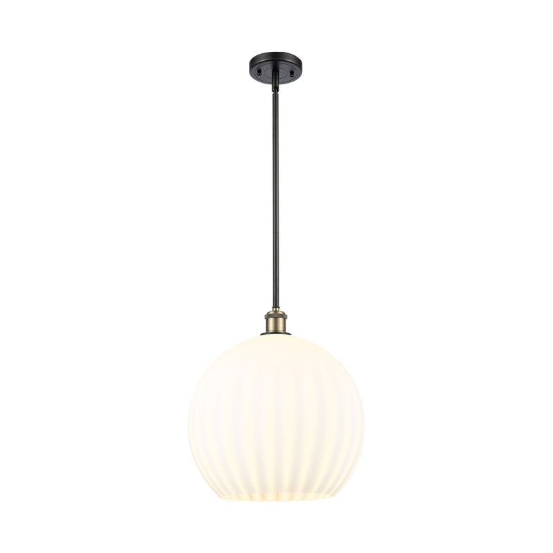 Innovations Ballston 13.75in 1-Light Pendant | Art Nouveau Black Antique Brass and White Venetian Glass | Kitchen | Model 516-1S-BAB-G1217-14WV