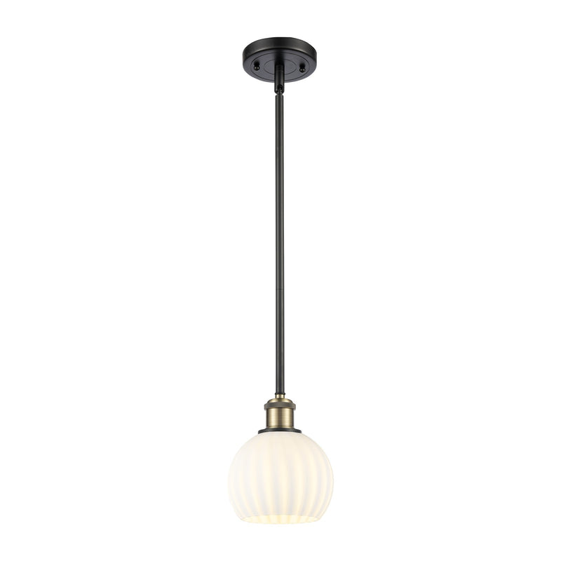 Innovations Ballston 6in 1-Light Mini Pendant | Art Nouveau Black Antique Brass and White Venetian Glass | Kitchen | Model 516-1S-BAB-G1217-6WV