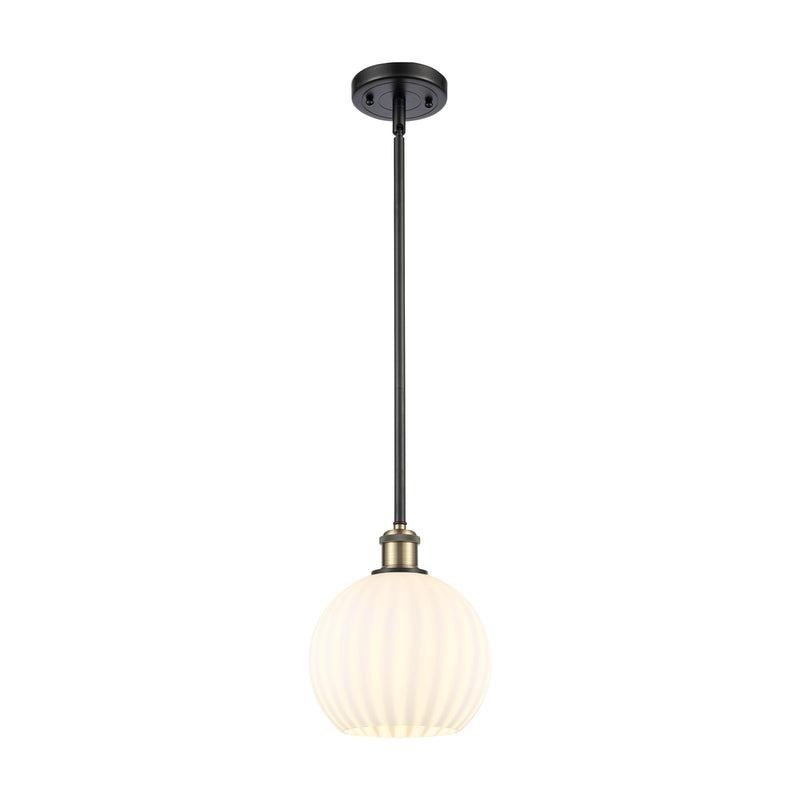 Innovations Ballston 8in 1-Light Mini Pendant | Modern Contempo Black Antique Brass and White Venetian Glass | Kitchen | Model 516-1S-BAB-G1217-8WV