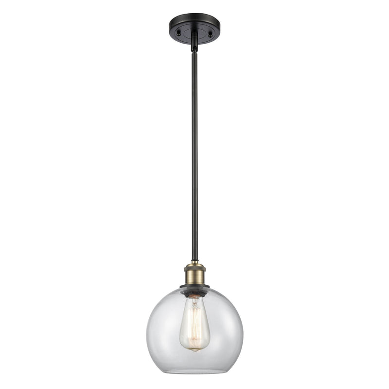 Innovations Athens 8in 1-Light Mini Pendant | Modern Contempo Black Antique Brass and Clear Basket Weave Glass | Kitchen | Model 516-1S-BAB-G122C-8CL