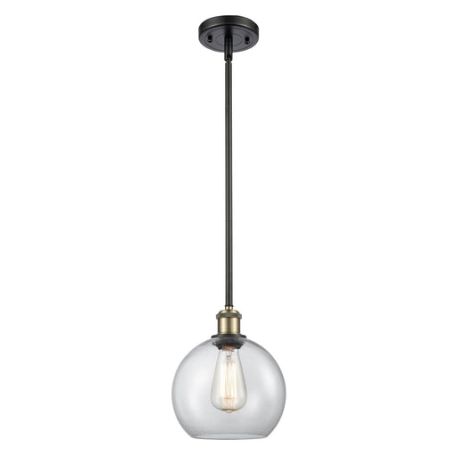 Innovations Athens 8in 1-Light Mini Pendant | Modern Contempo Black Antique Brass and Clear Basket Weave Glass | Kitchen | Model 516-1S-BAB-G122C-8CL