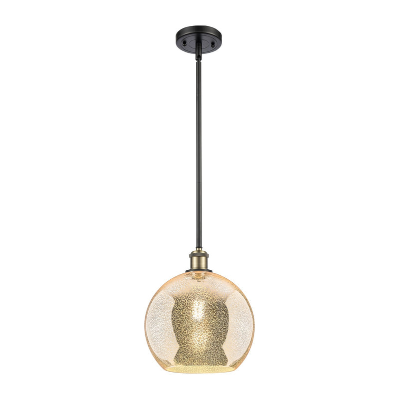 Innovations Athens 10in 1-Light Mini Pendant | Industrial Black Antique Brass and Mercury Glass | Kitchen Island & Dining | Model 516-1S-BAB-G128-10