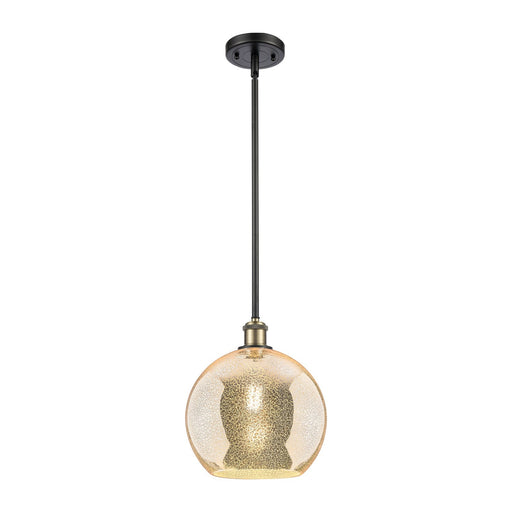 Innovations Athens 10in 1-Light Mini Pendant | Industrial Black Antique Brass and Mercury Glass | Kitchen Island & Dining | Model 516-1S-BAB-G128-10