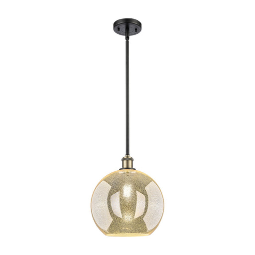 Innovations Athens 12in 1-Light Mini Pendant | Industrial Black Antique Brass and Mercury Glass | Kitchen Island & Dining | Model 516-1S-BAB-G128-12