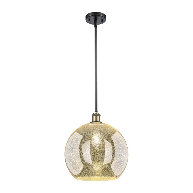 Innovations Athens 14in 1-Light Pendant | Industrial Black Antique Brass and Mercury Glass | Kitchen Island & Dining Room | Model 516-1S-BAB-G128-14