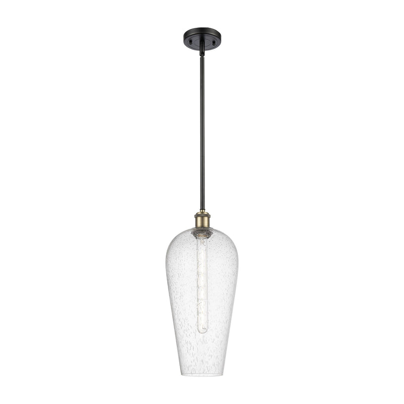 Innovations Chelsea 8in 1-Light Mini Pendant | Industrial Black Antique Brass and Seedy Glass | Kitchen Island & Dining | Model 516-1S-BAB-G456-8SDY