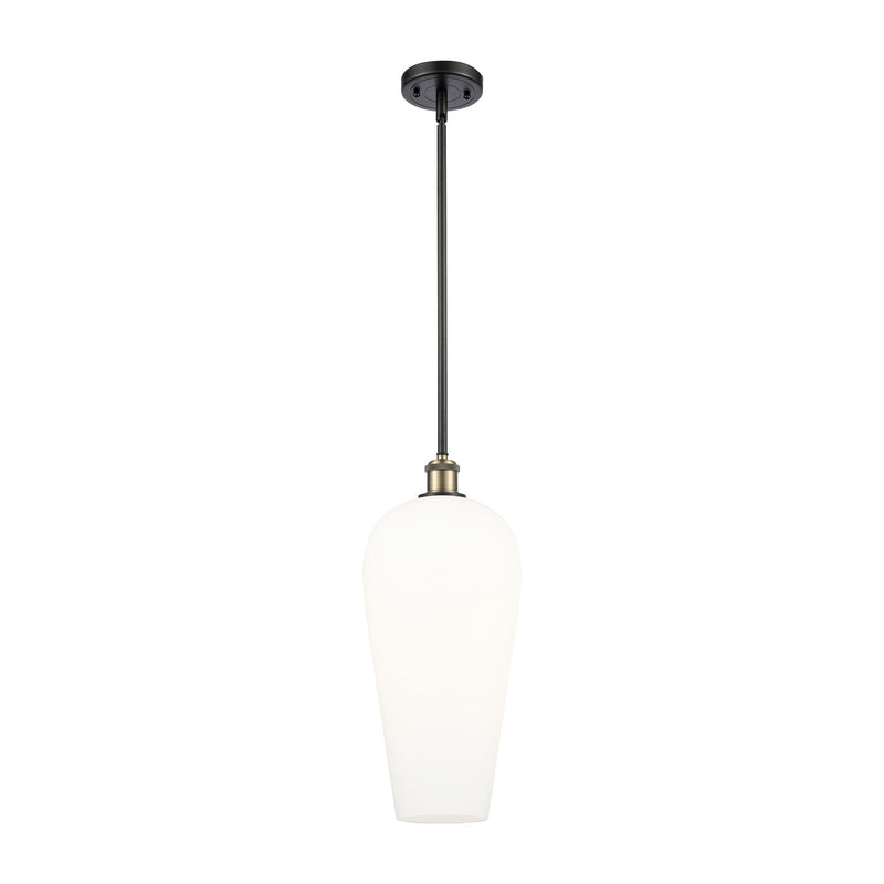Innovations Chelsea 8in 1-Light Mini Pendant | Industrial Black Antique Brass and White Glass | Kitchen Island & Dining | Model 516-1S-BAB-G456-8WH