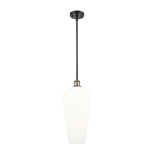 Innovations Chelsea 8in 1-Light Mini Pendant | Industrial Black Antique Brass and White Glass | Kitchen Island & Dining | Model 516-1S-BAB-G456-8WH