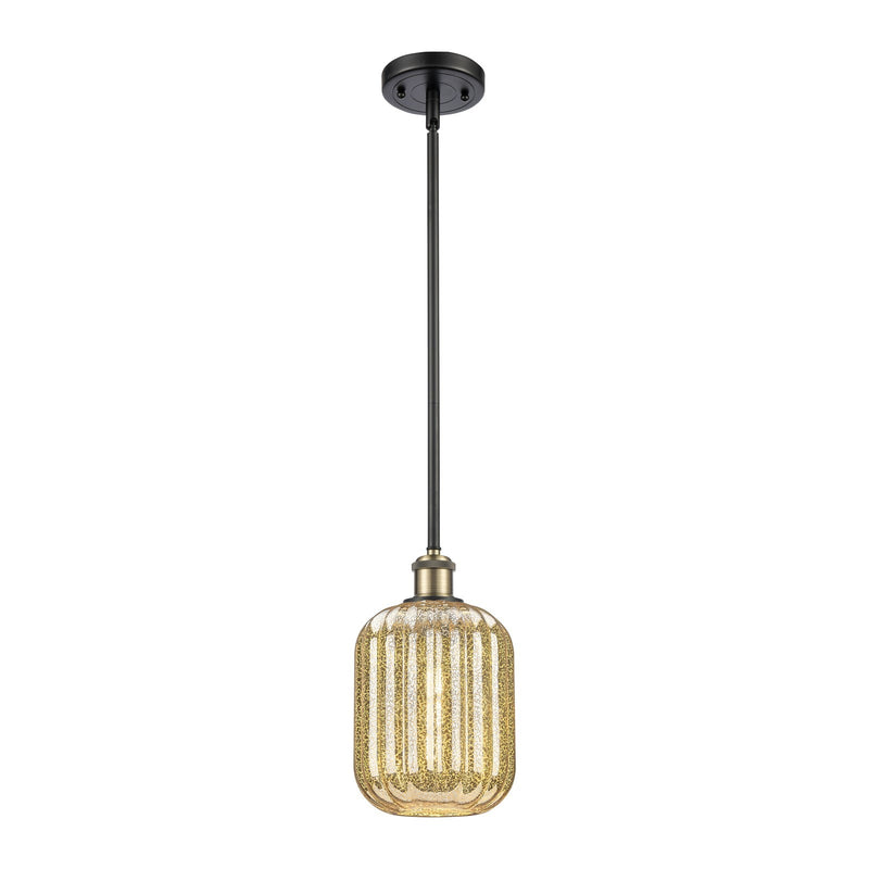 Innovations Preston Cylinder 6.75in 1-Light Mini Pendant | Industrial Black Antique Brass and Mercury Glass | Kitchen | Model 516-1S-BAB-G460-7ME