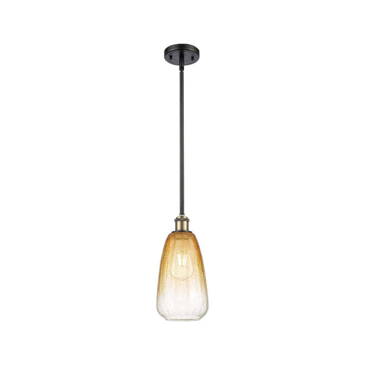 Innovations Brookhaven Almond 6in 1-Light Mini Pendant | Industrial Black Antique Brass and Amber Glass | Kitchen Island | Model 516-1S-BAB-G480-6AM