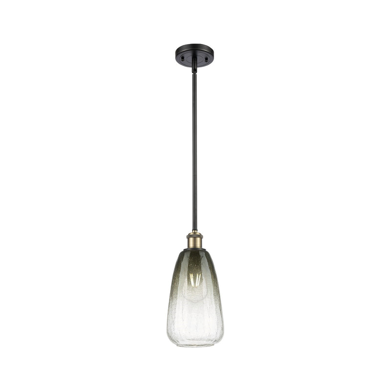 Innovations Brookhaven Almond 6in 1-Light Mini Pendant | Industrial Black Antique Brass and Slate Glass | Kitchen Island | Model 516-1S-BAB-G480-6SL