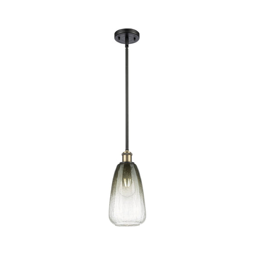 Innovations Brookhaven Almond 6in 1-Light Mini Pendant | Industrial Black Antique Brass and Slate Glass | Kitchen Island | Model 516-1S-BAB-G480-6SL